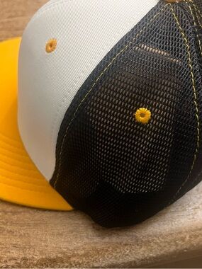 Pacifica Black and White Trucker Hat with Yellow Accents